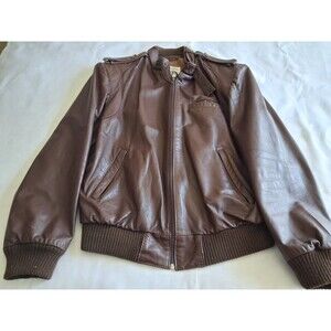 1980's American Express Leather Flight Jacket Men’s Size 40 Full Zip Dark Brown